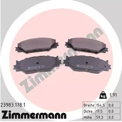 Комплект тормозных колодок, дисковый тормоз LEXUS IS, ZIMMERMANN (239831781)