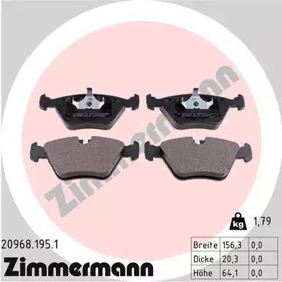Комплект тормозных колодок, дисковый тормоз BMW Z3, ZIMMERMANN (209681951)