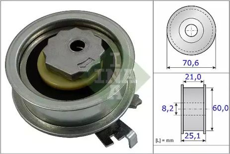 Натяжной ролик ремня ГРМ AUDI A5, SKODA KODIAQ, INA (531088210)