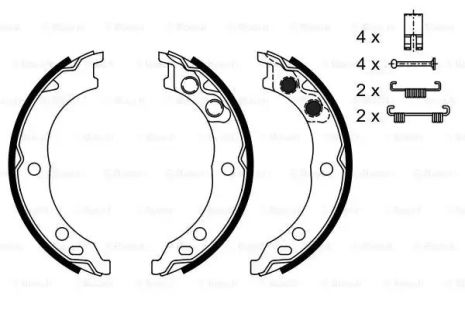 Комплект тормозных колодок, стояночный тормоз CITROËN JUMPER, PEUGEOT BOXER, BOSCH (0986487712)