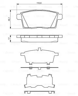 Комплект тормозных колодок, дисковый тормоз FORD USA, MAZDA CX-7, BOSCH (0986494376)