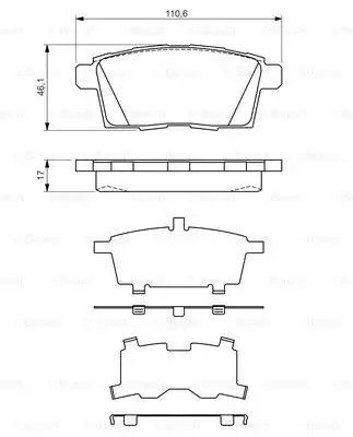 Комплект гальмівних колодок, дискове гальмо FORD USA, MAZDA CX-7, BOSCH (0986494376)