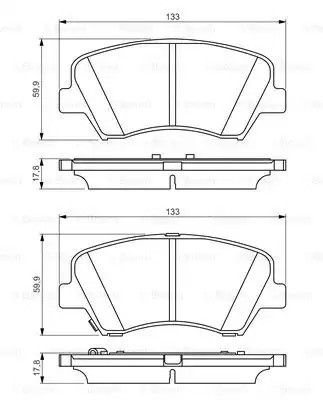 Комплект тормозных колодок, дисковый тормоз KIA CERATO, HYUNDAI VELOSTER, BOSCH (0986495343)