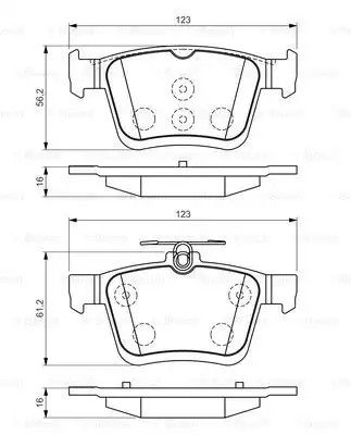 Комплект гальмівних колодок, дискове гальмо VW GOLF, AUDI Q2, BOSCH (0986494659)