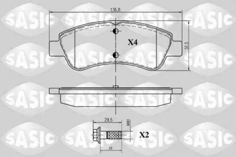 Комплект гальмівних колодок, дискове гальмо PEUGEOT PARTNER, CITROËN BERLINGO, Sasic (6210012)