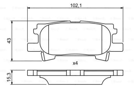 Комплект тормозных колодок, дисковый тормоз LEXUS RX, BOSCH (0986494224)