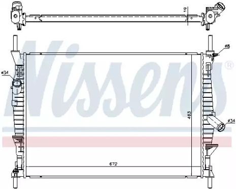 Радіатор охолодження двигуна FORD TRANSIT, NISSENS (69240)