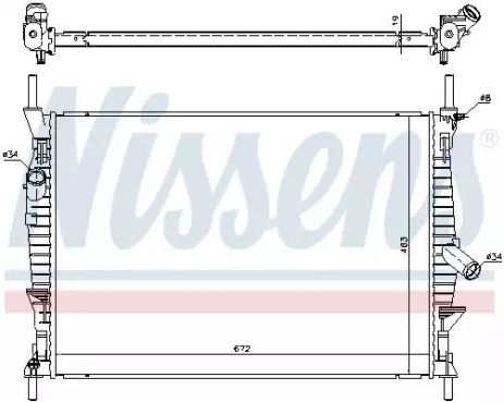 Радиатор охлаждения двигателя FORD TRANSIT, NISSENS (69240)