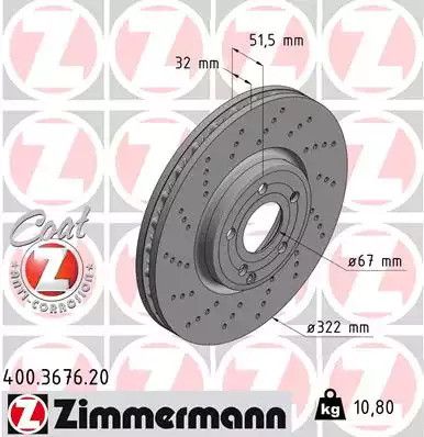 Диск тормозной MERCEDES-BENZ CLS, ZIMMERMANN (400367620)