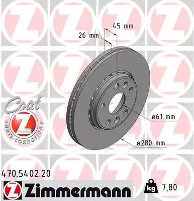 Диск тормозной MERCEDES-BENZ CITAN, RENAULT KANGOO, ZIMMERMANN (470540220)