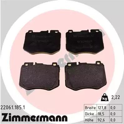 Комплект тормозных колодок, дисковый тормоз MERCEDES-BENZ E-CLASS, ZIMMERMANN (220611851)