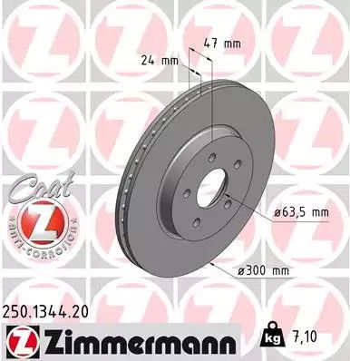 Диск гальмівний JAGUAR X-TYPE, FORD MONDEO, ZIMMERMANN (250134420)