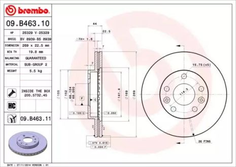 Диск тормозной RENAULT MEGANE, DACIA DUSTER, BREMBO (09B46310)