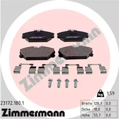 Комплект гальмівних колодок, дискове гальмо RENAULT SCÉNIC, ZIMMERMANN (231721801)