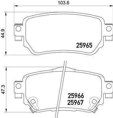 Комплект гальмівних колодок, дискове гальмо RENAULT KOLEOS, NISSAN LEAF, BREMBO (P56098)