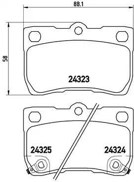 Комплект гальмівних колодок, дискове гальмо TOYOTA MARK, LEXUS IS, BREMBO (P83073)