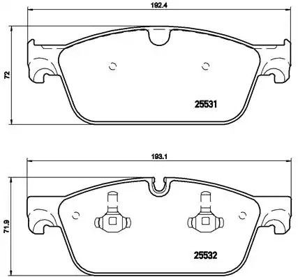 Комплект гальмівних колодок, дискове гальмо MERCEDES-BENZ GLS, BREMBO (P50102)