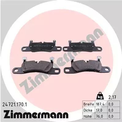 Комплект тормозных колодок, дисковый тормоз PORSCHE 911, VW TOUAREG, ZIMMERMANN (247211701)