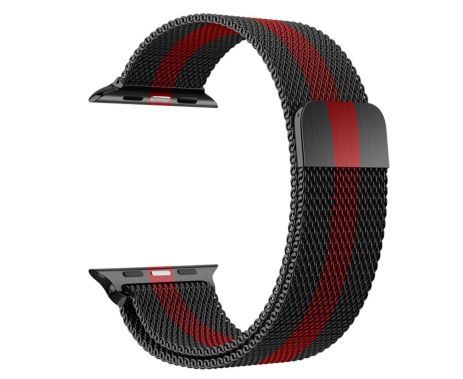 Ремінець металевий Hoco iWatch WA03 milanese steel 38/ 40/ 41mm black and red