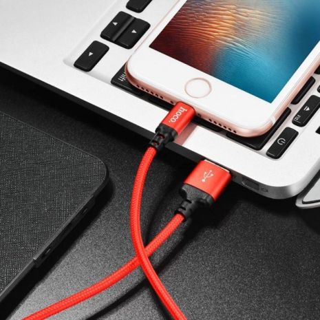 Кабель Hoco X14 USB to Lightning 2m чорно-червоний