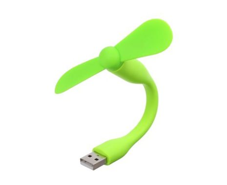 Мобильный вентилятор USB зеленый, от повербанка / ноутбука и др.