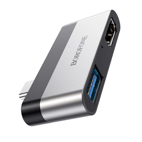 Мультиадаптер хаб Borofone DH2 2в1 Type-C to USB 3.0 (F)/ HDMI (F)