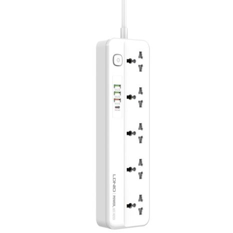 Подовжувач мережі LDNIO SC5415 | PD20W/QC18W, 3USB/1Type-C, 5Sockets| white