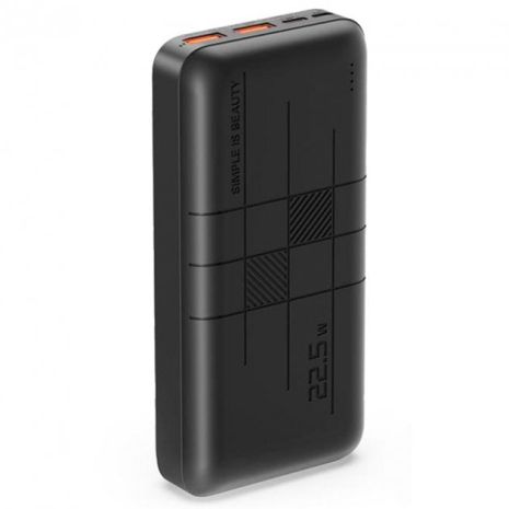 Повербанк XO PR188 (20000mAh / Out: 2USB-A 22.5W QC3.0, Type-C PD 20W / In: micro-USB, Type-C 18W ) с LED индикатором, Чёрный