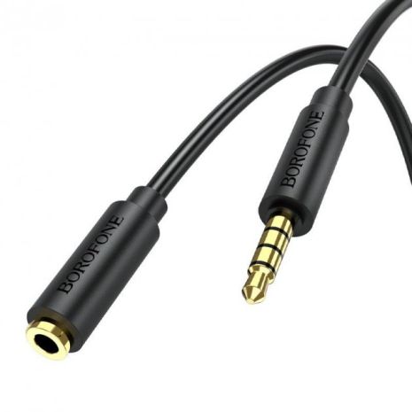 AUX кабель Borofone BL12 удлинитель Jack 3.5 to Jack 3.5 (F) 1m черный