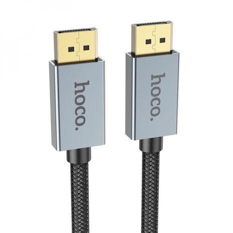 Кабель DisplayPort Hoco US04 - 2m v1.4 8K Ultra HD с нейлоновой оплёткой и позолоченными коннекторами, чёрный