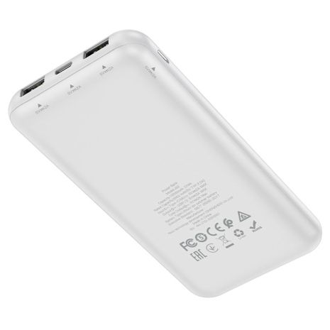 Повербанк Hoco J82 Easylink (10000 mAh/Out: 2USB 5V/2A/In: Type-C, micro-USB 5V/2A) з LED індикатором, Білий