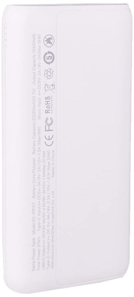 Power bank XO PR127 PD20W+QC22.5W 20000 mAh white