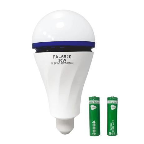 LED Лампа Pro FA-6920 з акумулятором аварійна (E27/20W/3W від АКБ/2*18650/up 4 Hours/6800K)