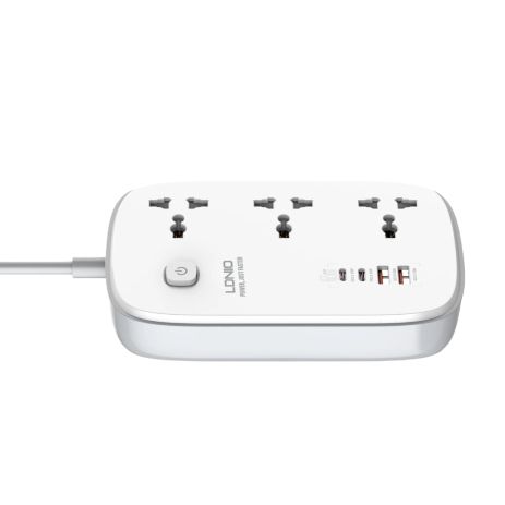 Удлинитель сетевой Ldnio SC3416 |2USB/2Type-C, 3Sockets. QC/PD, 65W/5A, 2m EU Plug| white