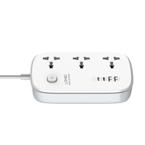 Подовжувач мережний Ldnio SC3416 | 2USB/2Type-C, 3Sockets. QC/PD, 65W/5A, 2м EU Plug| white