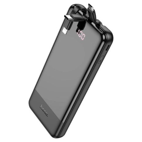 Power bank Hoco J114 10000mAh с дисплеем + кабеля 3в1 Type-C/ Lightning/ MicroUSB black