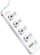 Мережевий зарядний пристрій подовжувач Ldnio SC4408EU | 2500W, 2m EU plug, 4USB, 4 Sockets 3.4A | white