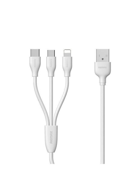 Кабель Hoco X78 3в1 USB to Type-C/ Lightning/ MicroUSB 1m белый