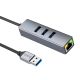 Адаптер Hoco HB34 (USB to RJ45 1Gbit Ethernet +3*USB3.0) Grey