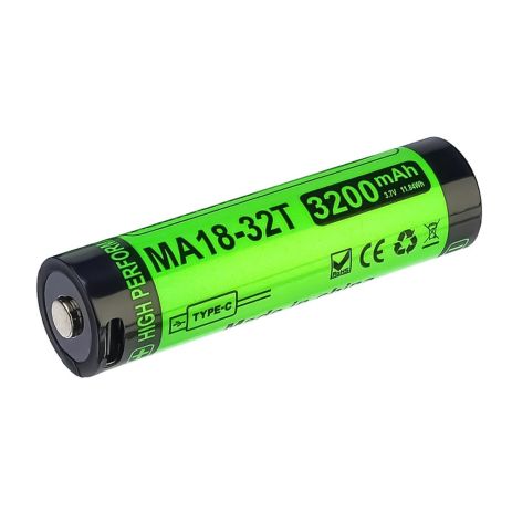 Аккумулятор 18650 Li-ion 3200 mAh 3.7V 8A с защитой и Type-C (реальная емкость)