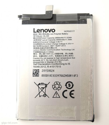 Аккумулятор для Lenovo BL246) Vibe Shot [Original PRC] 12 мес. гарантии