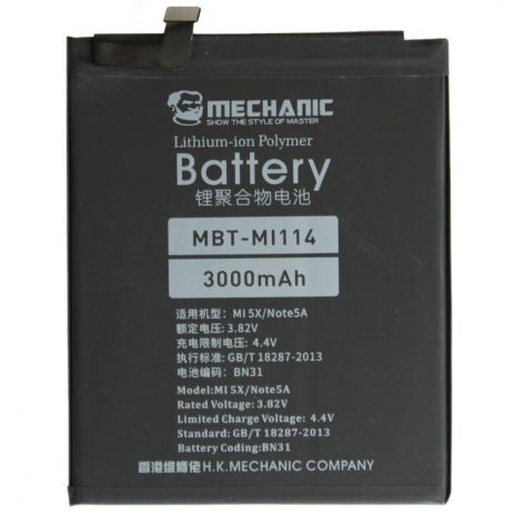 Аккумулятор MECHANIC BN31 (3080 mAh) для Xiaomi Mi A1 / Redmi Note 5A / Redmi S2