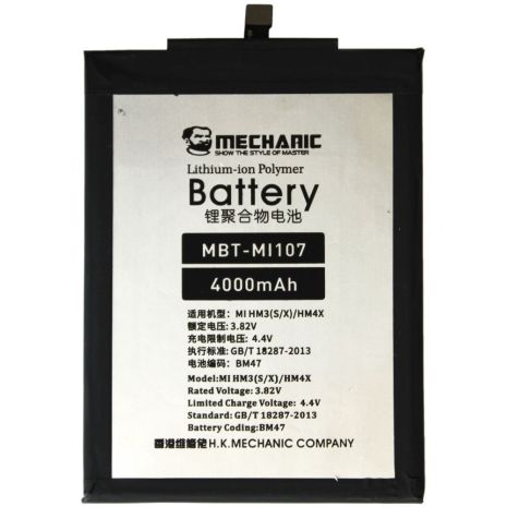 Аккумулятор MECHANIC BM47 (4000 mAh) для Xiaomi Redmi 3 / Redmi 3S / Redmi 4X