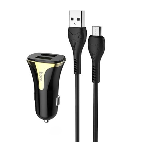 Автомобильное ЗУ Hoco Z31 QC3.0 (2USB/ 3.4A) + Cable Micro USB Black