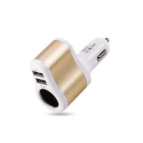 Автомобильное ЗУ Hoco UC206 (2USB/ 3.1A) с гнездом прикуривателя White