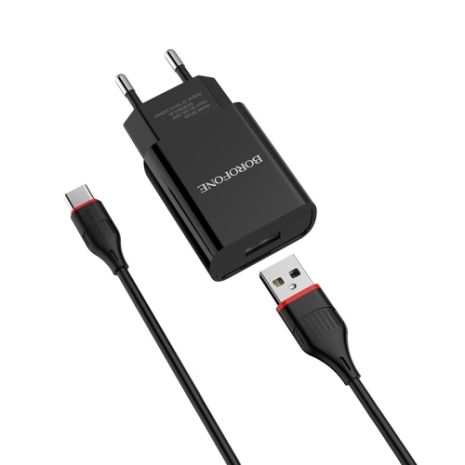 Зарядний пристрій Borofone BA20A Type-C 1USB 2.1A Black