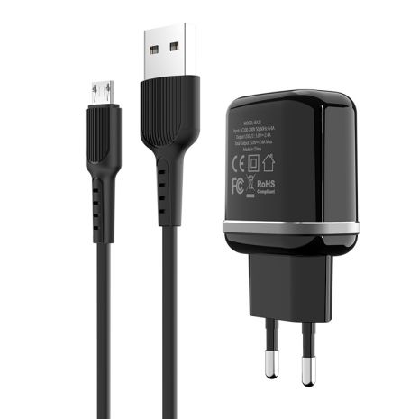 Зарядное устройство Borofone BA25A Micro 2 USB 2.4A Black