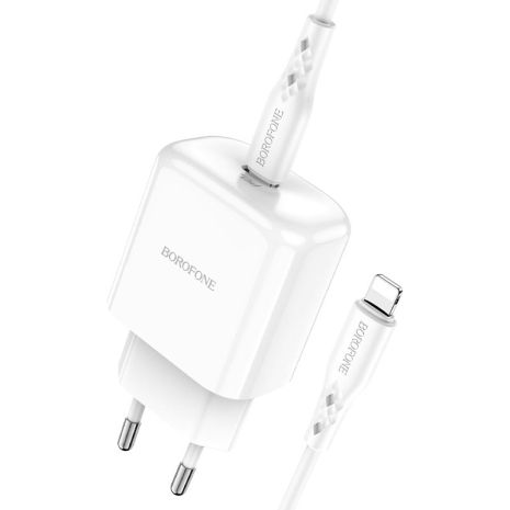 Зарядное устройство Borofone BN3 Premium PD 20W Type-C to Lightning QC3.0 White