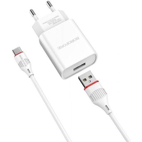 Зарядное устройство Borofone BA20A Type-C 1USB 2.1A White