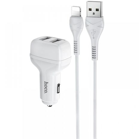 Автомобільне ЗУ Hoco Z36 Lightning 2USB White